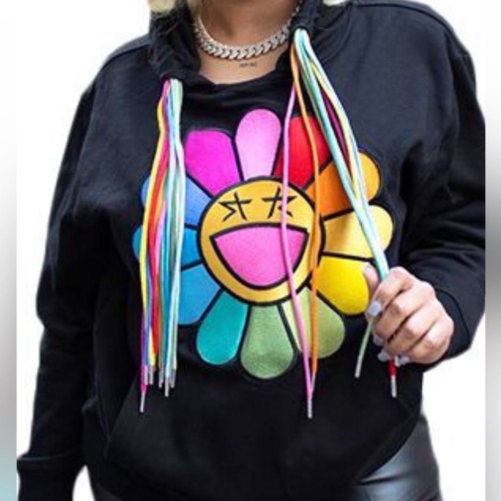 Brand New Multi-Color Strings Hooded Top .